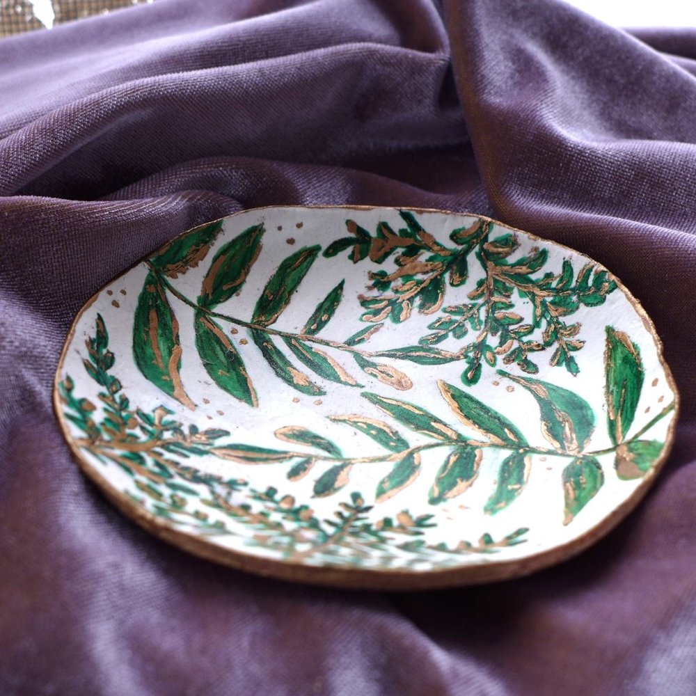 TRINKET AIR DRY CLAY DISH FLORAL - Picture 3 of 4